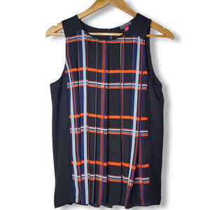 Vince Camuto Plaid Swing Tank Top Orange Size PM